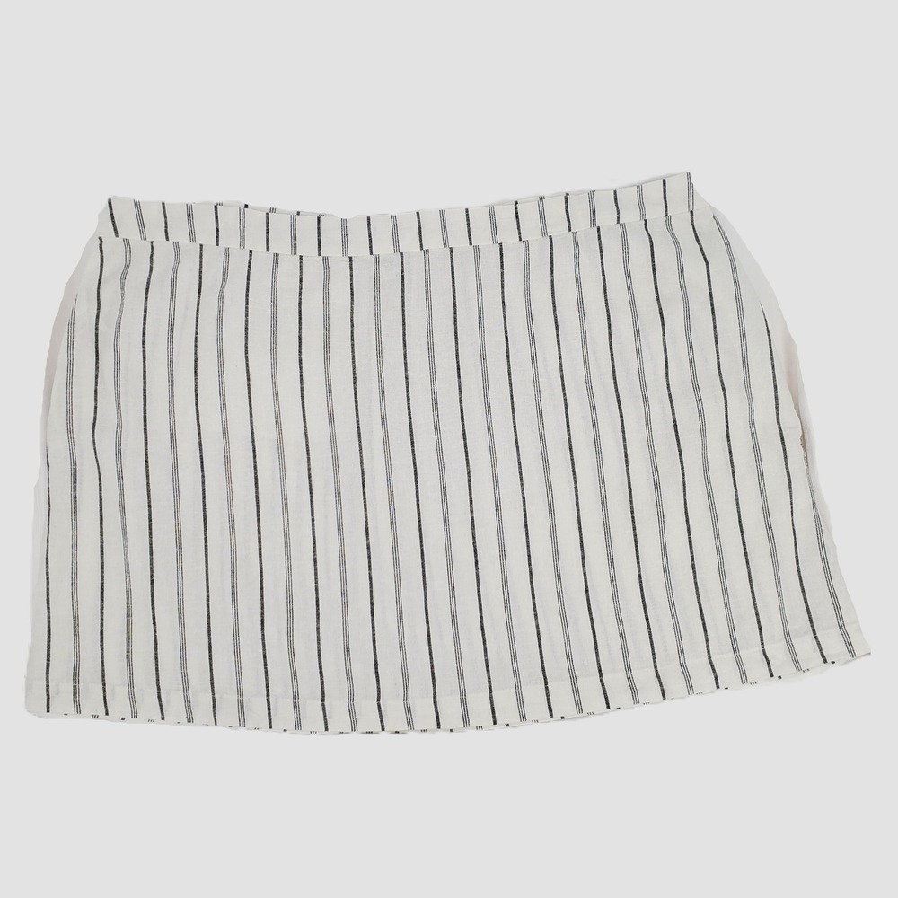 Old Navy Womens 3X Striped Linen Blend Mini Skirt White‎ Black Elastic Waist New